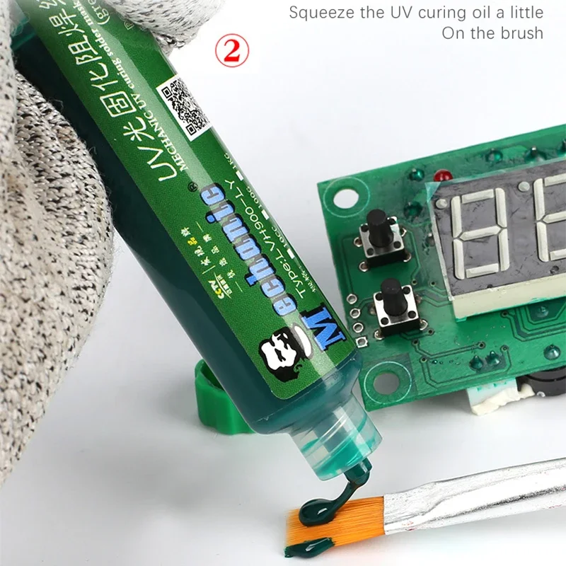 Зеленая УФ-паяльная маска 10 куб. См BGA PCB краска предотвращает коррозионную дугу паяльная паста поток PCB УФ-чернила + 9 светодиодсветильник