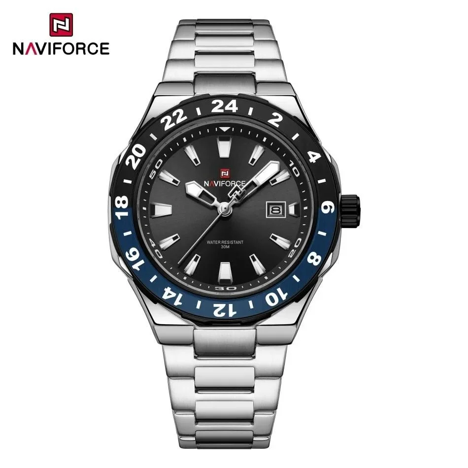 

NAVIFORCE NF9249 часы для мужчин спортивные роскошные кварцевые часы со светящимся календарем водонепроницаемые наручные часы из нержавеющей стали