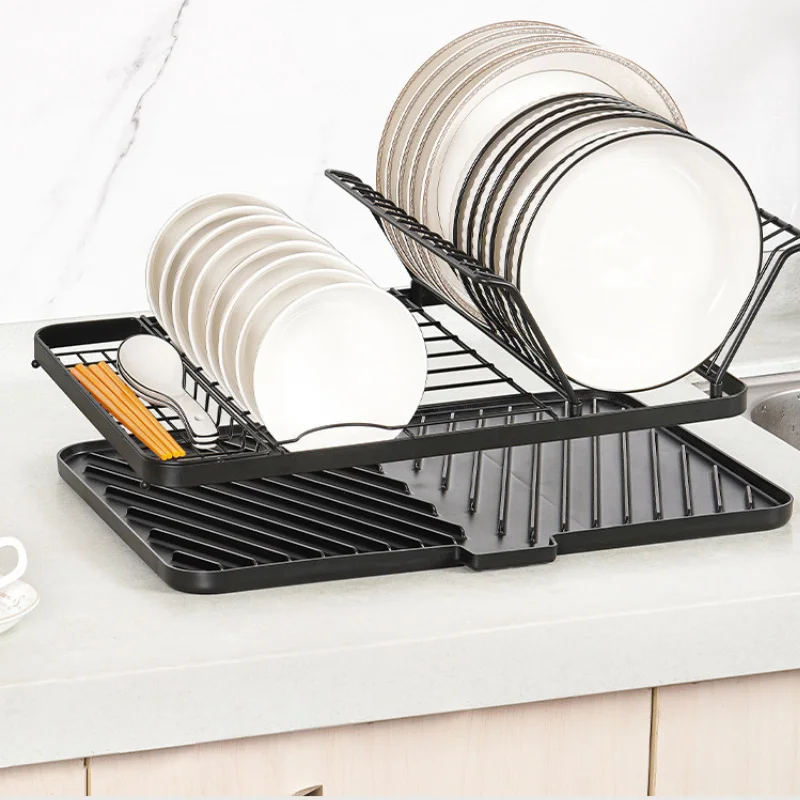 

Foldable Dish Drying Rack With Drip Tray Adjustable Kitchen Plates Bowl Drying Rack Countertop Chopstick Fork Storage Shelf