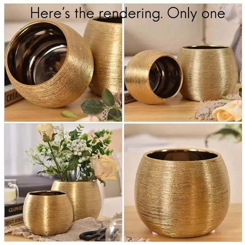 ABVA-Ceramic Plant Pot Planter Unique Gold-Plated Creative Flower Pot Succulent Flowerpot Flower Vase Plant Pot