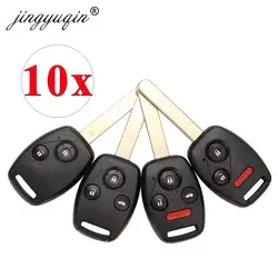 jingyuqin 10pcs Remote Car Key Shell For Honda Accord Civic CRV Pilot Insight 2 2+1 3 3+1 4 Buttons Pad Fob Auto Key Case