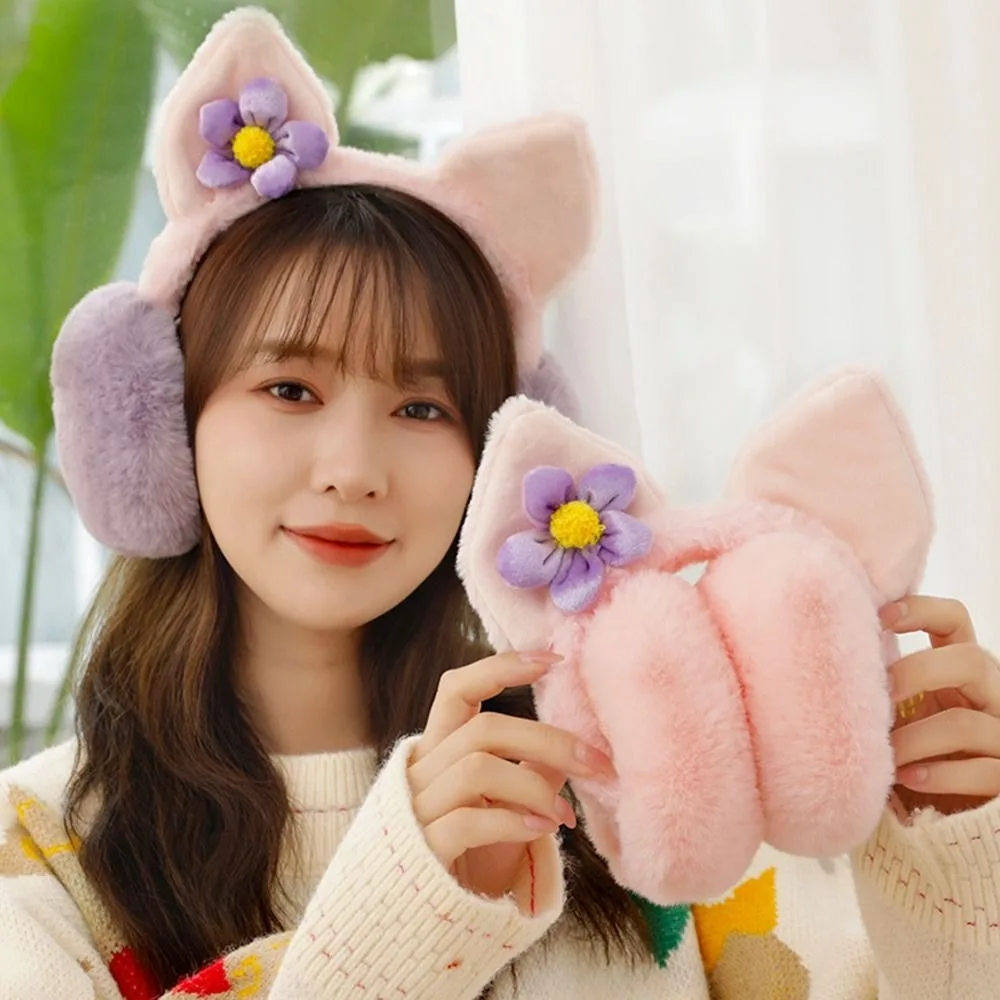 Creative Cute Cartoon Cat Rabbit Ear Warm Earmuffs Plush Rabbit Ear Ear Cover Soft Cold Protection Windproof Ear Cap Women