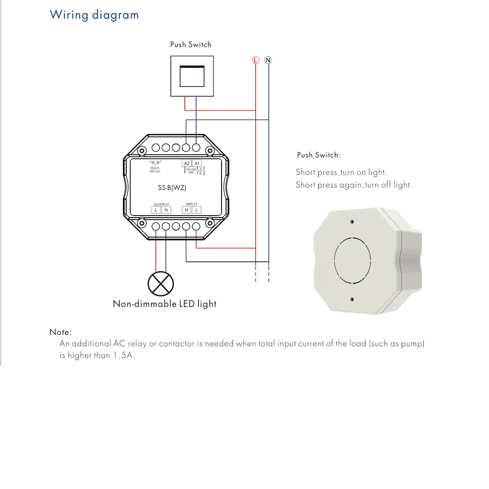Skydance SS-B(WZ) AC110-220V Smart ZigBee Tuya APP+RF+Push Switch Wireless Remote Control Triac Dim for Non-Dimmable LED light