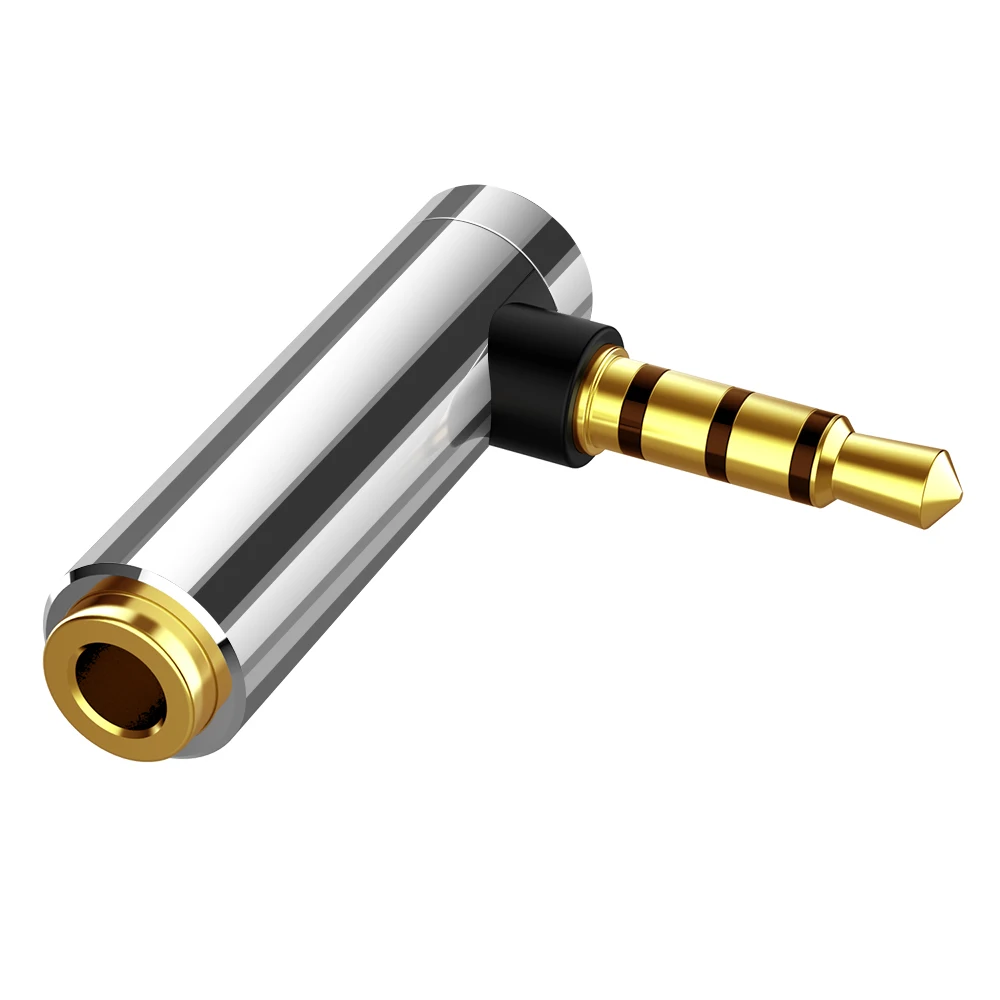 Audio Jack 3.5mm to 3.5mm Right Angle Male to Female Stereo Audio L-shaped Headphone Converter 90 Degrees