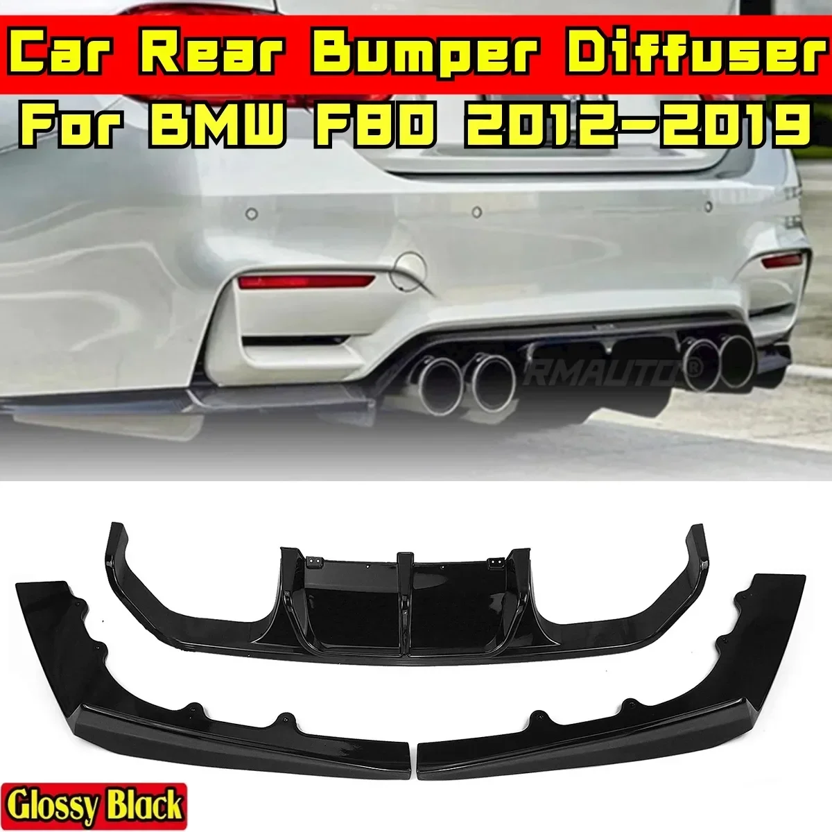 

For BMW F80 2012-2019 Body Kit BMW F30 Rear Bumper Lip Spoiler Glossy Black V Style Diffuser Splitter Guard Car Accessories