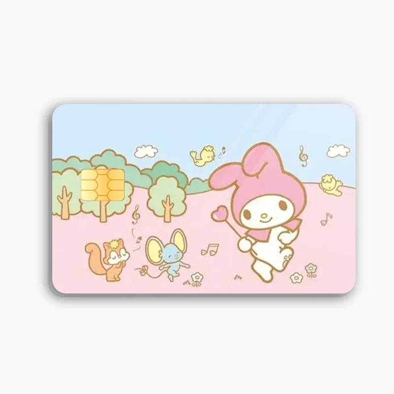 Kawaii sanhos Anime Hello Kittys Kuromi Melody Kirby carta di debito di credito adesivo pellicola copertura impermeabile della pelle per grande piccolo Chip