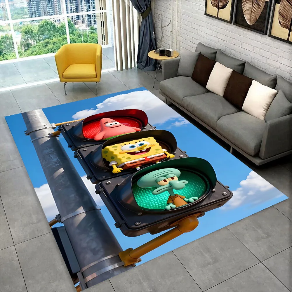 3D S-SpongeBob Patrick Star Cartoon Teppich für Spielzimmer Schlafzimmer Wohnzimmer Sofa Heimdekoration, Kinderbereich Teppich Rutschfeste Bodenmatte