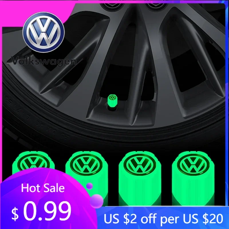 

Для VW Volkswagen Jetta MK5 Golf 4 шт. колпачки клапанов для автомобильных шин, люминесцентные светящиеся крышки штока клапана, значок для Volkswagen GTI Golf C