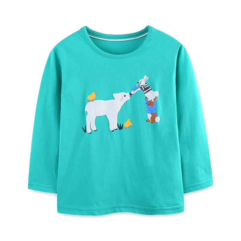 

Cute Baby Girls Children's Clothing 2025 Autumn Spring Cartoon Animals Long Sleeves T-shirts Cotton Tops Kids Clothes