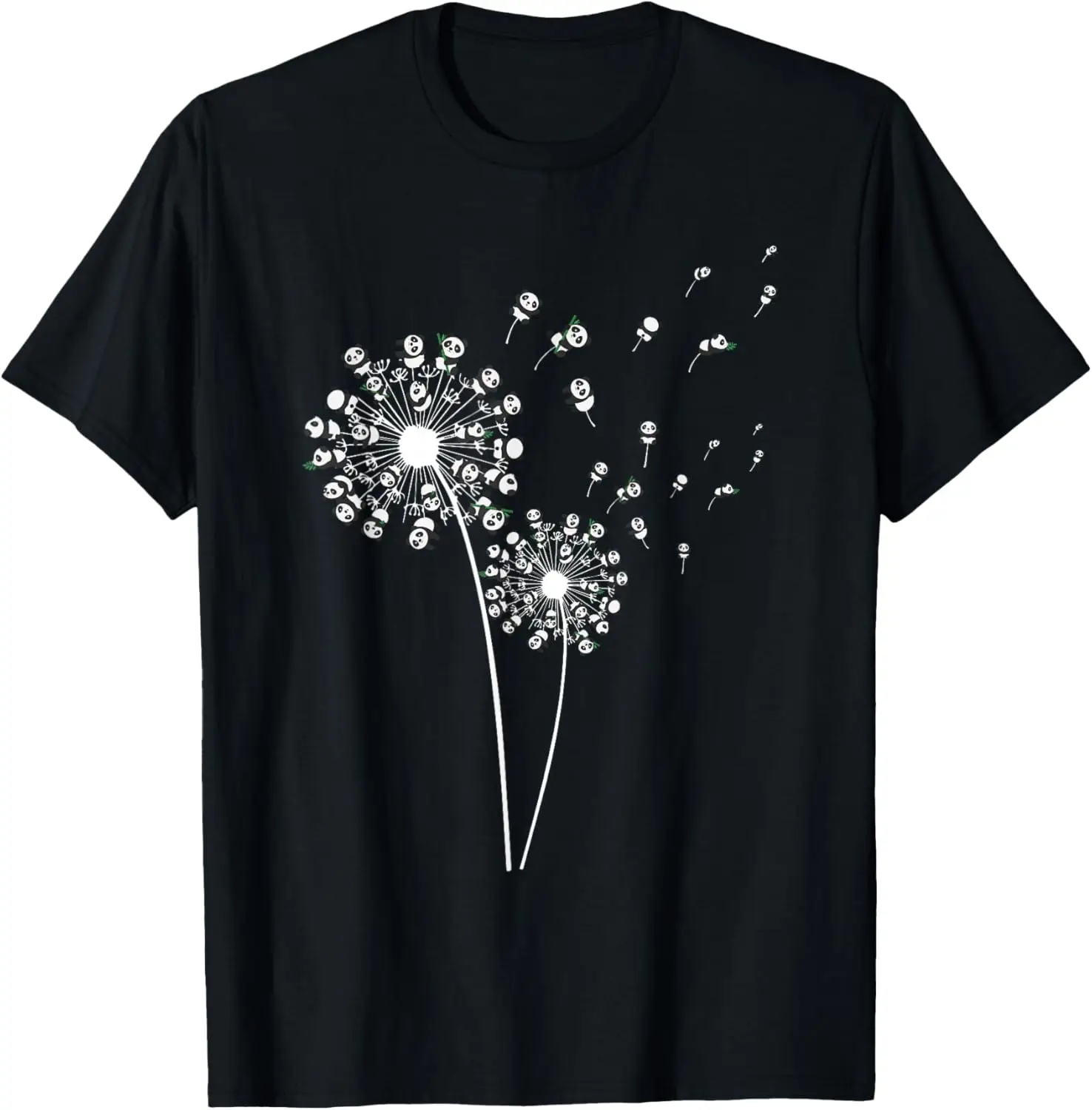 

Panda Dandelion Blow Wish Graphic Tee Funny Cute Animal Lover Soft Cotton T-Shirt Unisex Trip