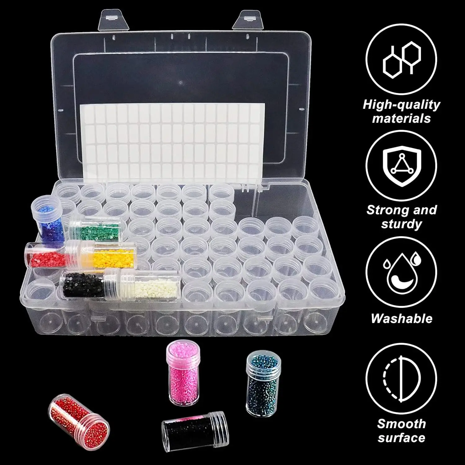 60/64/24/38/28/56/80/32 Bottles Diamond Painting Storage Container Case With Stickers Beads Storage Box Organizer Tool