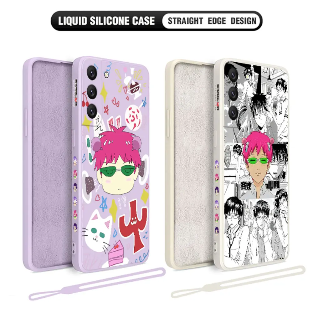 Anime Saiki Kusuo Case For Samsung Galaxy S24 S23 S22 S21 S20 S10 Note 20 10 Lite Ultra Plus FE 4G 5G Cover With Hand Strap