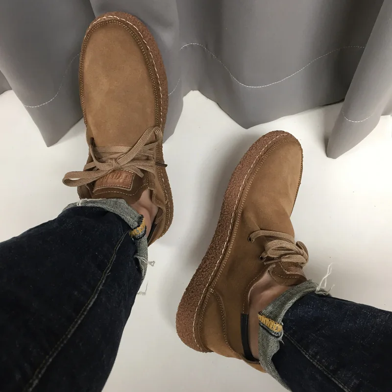 New Casual Leather Shoes Retro Board Shoes Matte Leather Non-slip Flat Shoes Soft Bottom Tooling Shoes Sports Casual Shoes