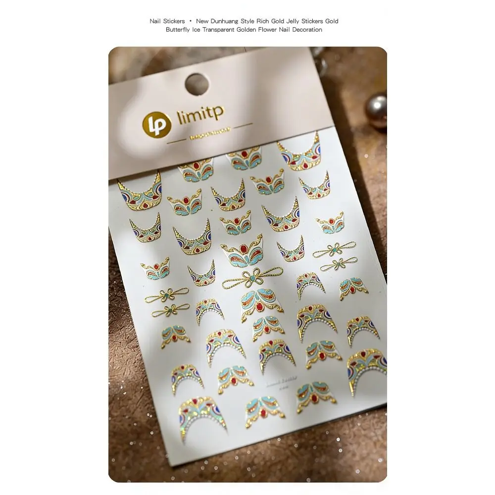 5D Luxurious 5D Nail Stickers Imitation Gemstone Shiny Palace Nail Art Stickers Elegant Design French Flower Nail Decals