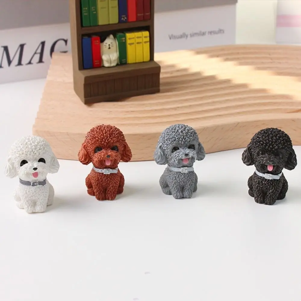 Creative Resin Dog Figurine Desktop Model Cute Simulated Dog Animal Model Home Decor Miniature Dog Ornament Garden Decoration