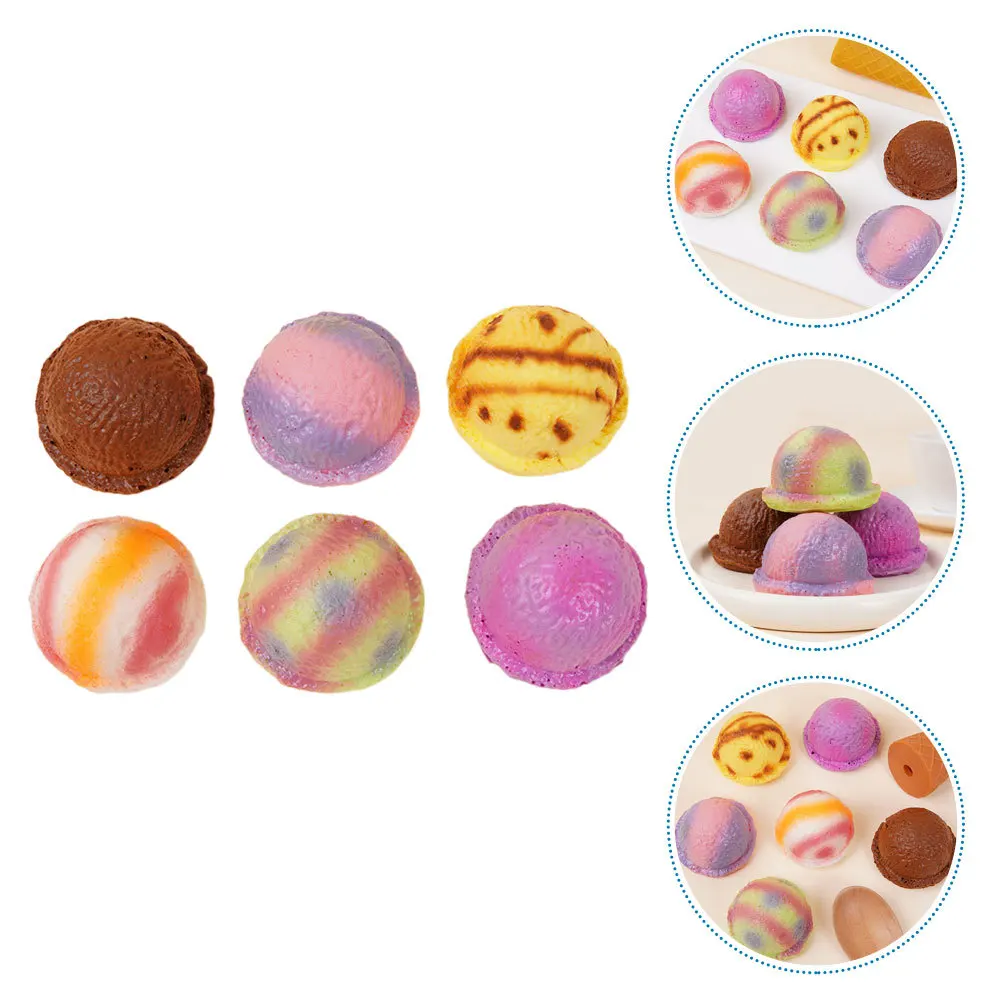 

6Pcs Realistic Simulation Ice Cream Balls Faux Dessert Props for Photography DIY Cake Decoration Artificial Food Party Display