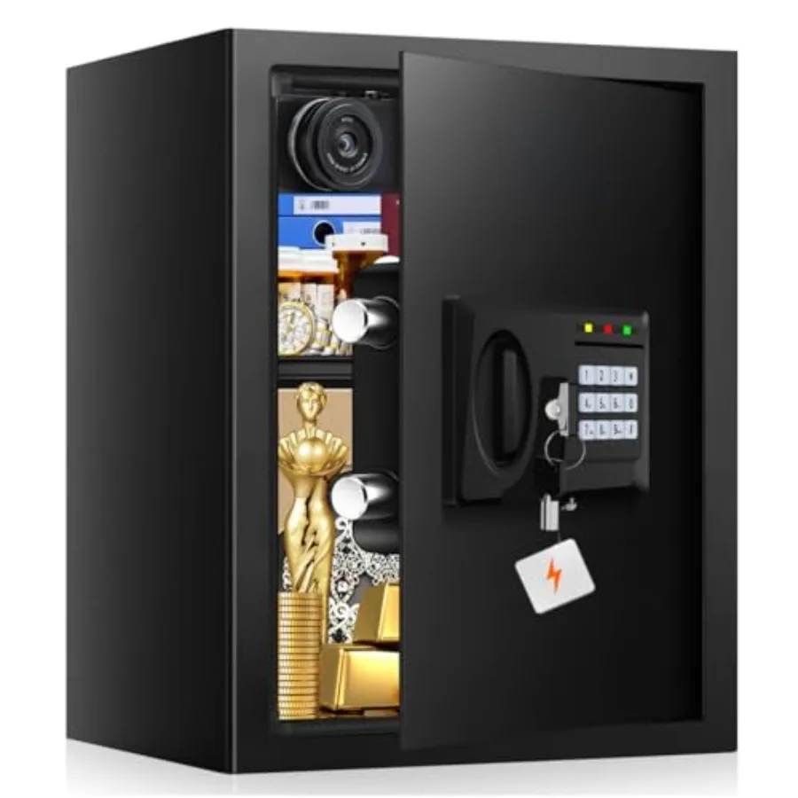 

Огнестойкий сейф объемом 3,3 куб. фута для дома, водонепроницаемый, с электронной кодовой панелью и запасными ключами, защита от краж