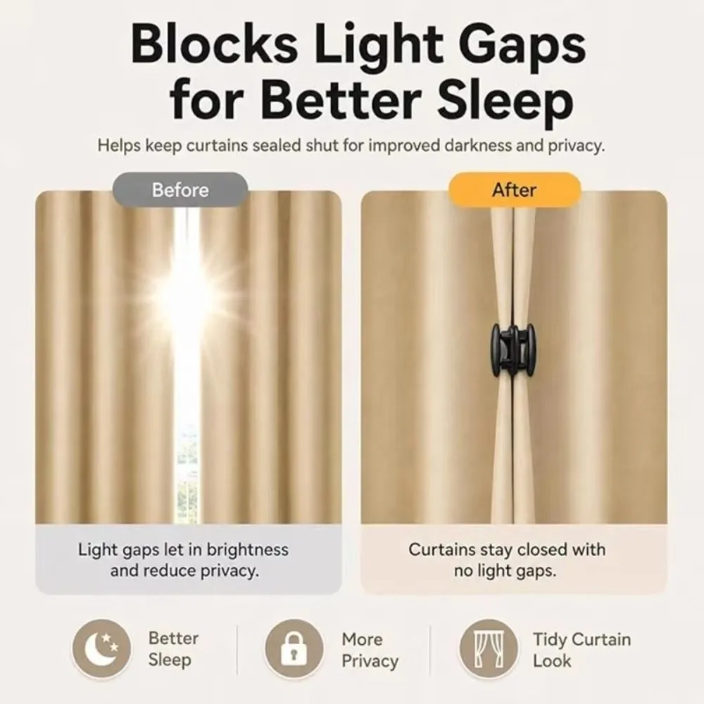 Plastic Magnetic Curtain Clips Tool-Free Installation Nail Free Design Curtain Magnetic Buckles Removable Light Blocking