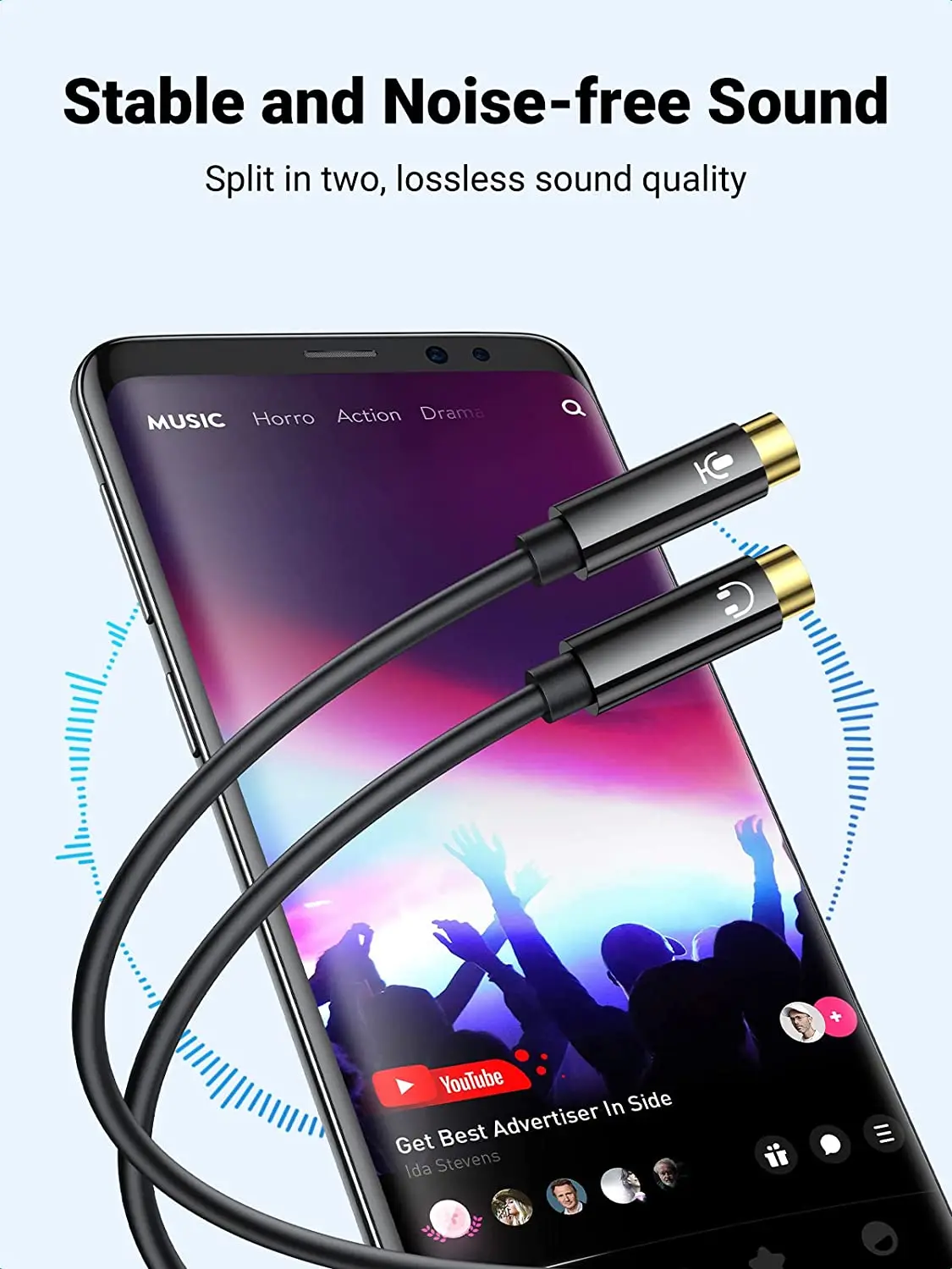 UGREEN 헤드폰 분배기 3.5mm 4극 TRRS 오디오 분배기 마이크 Y 헤드셋 분배기 스테레오 분리 잭