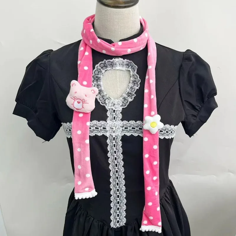 Cartoon Hello Kitty Kt Cat Colorful Bear Cute Scarf Long Thin Collar Y2k Sweet Girls Accessories Subculture Decoration Gift