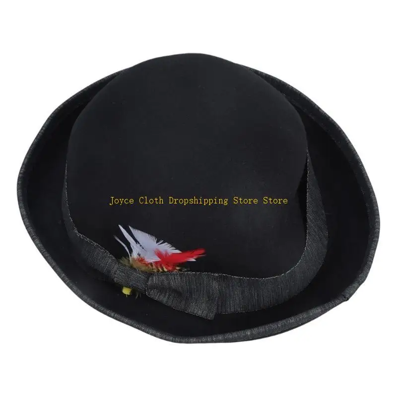 فيدورا أفضل قبعة سوداء قصيرة حافة فستان قبعة مستديرة مفاجأة هدية لصديقها الأب العم قبعة عادية 10CD #3