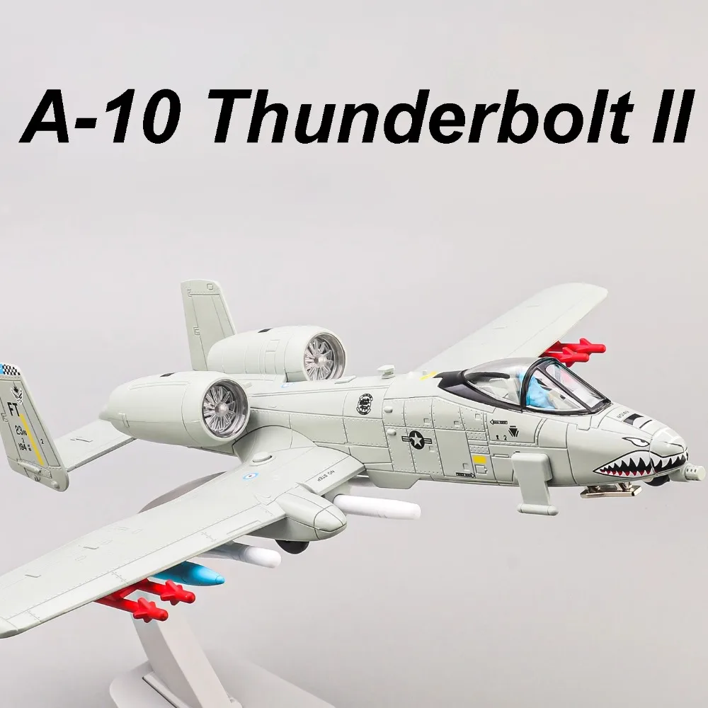 

1:32 A-10 Thunderbolt II‌ F-14 Fighter Model Toy Foldable Wheels Metal Body Airplane Sound Light Models Gifts for Children