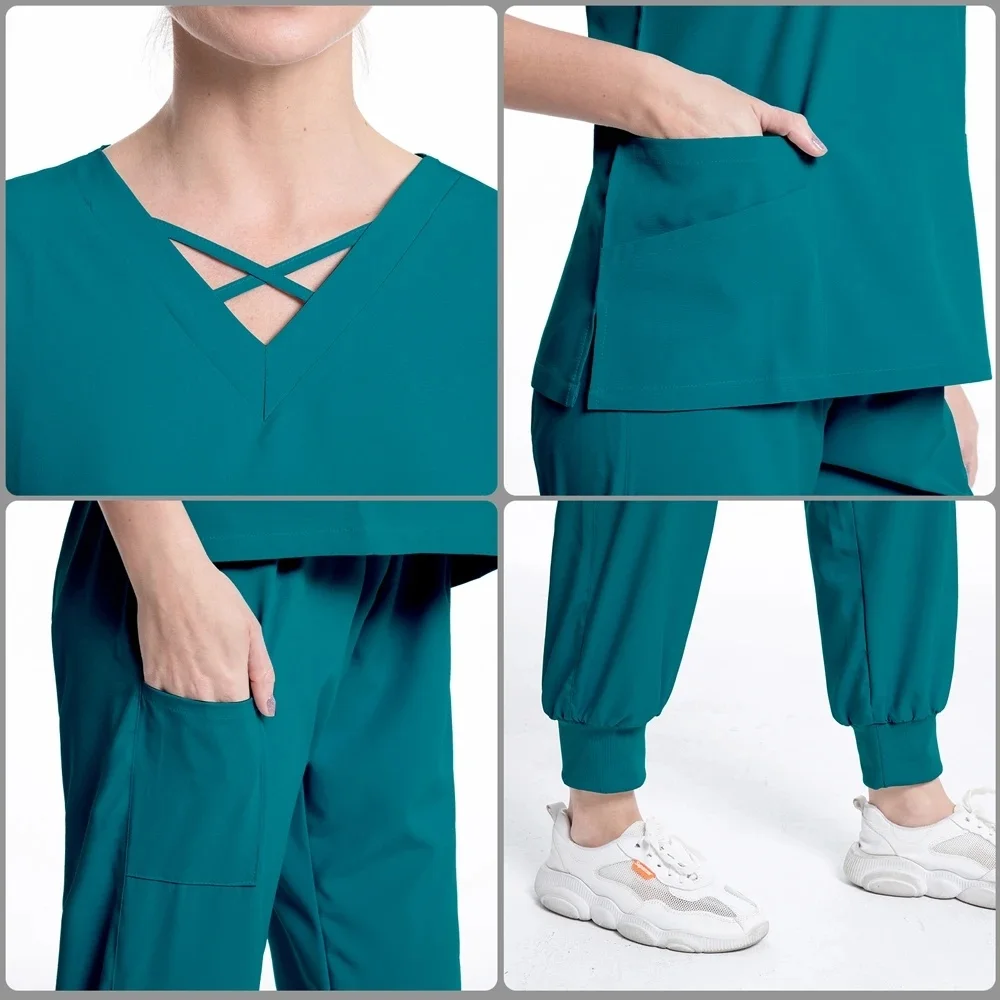 Nurse Uniform Quick Dry Unisex Medical Scrubs Suit Hospital Uniform Surgery Suit Medical Uniform Spa Clinical Dentist Work Wear