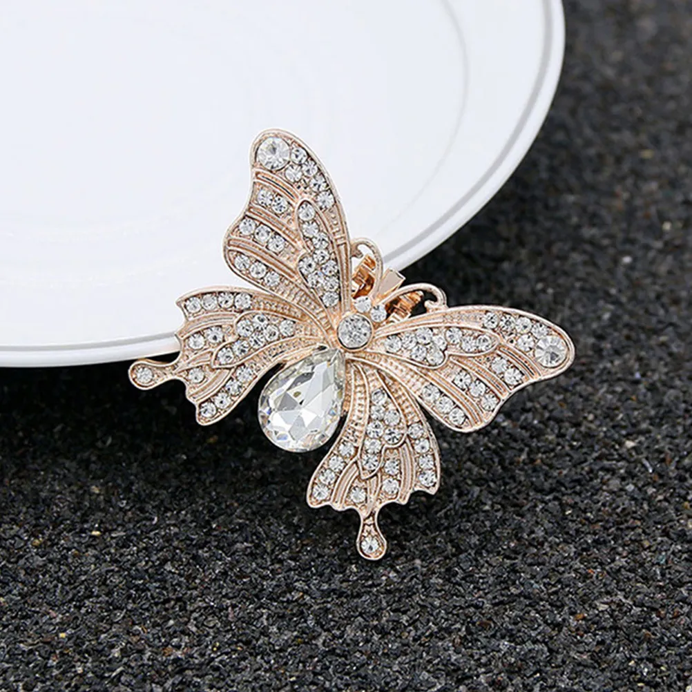 2Pcs Zinc Alloy Crystal Butterfly Shoe Flowers for Women – DIY Rhinestone Charm Clips for Wedding Sandals & High Heels