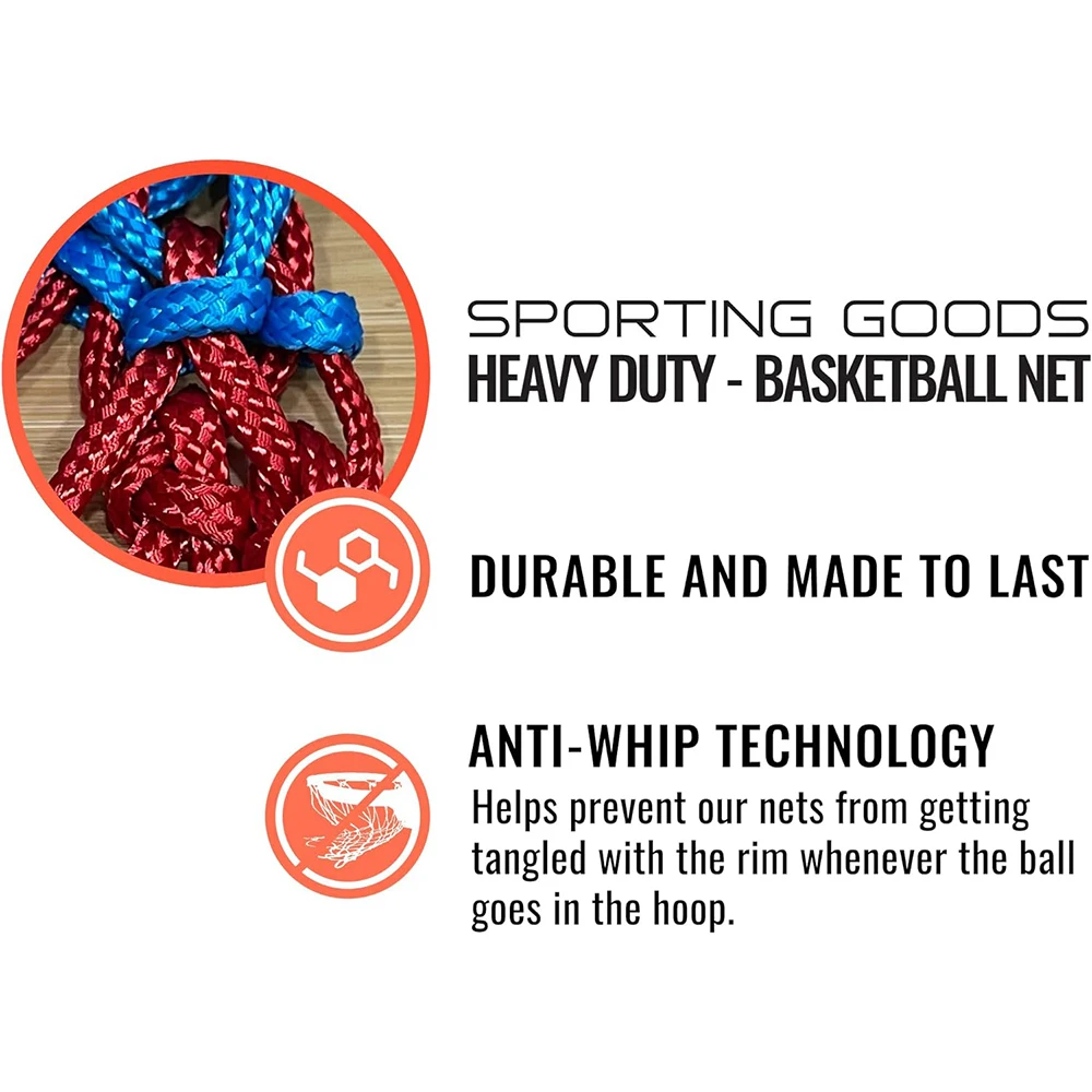 프로급 농구 네트 교체 - 실내/실외 림용 고강도 12루프 체인, 전천후 나일론(2개)