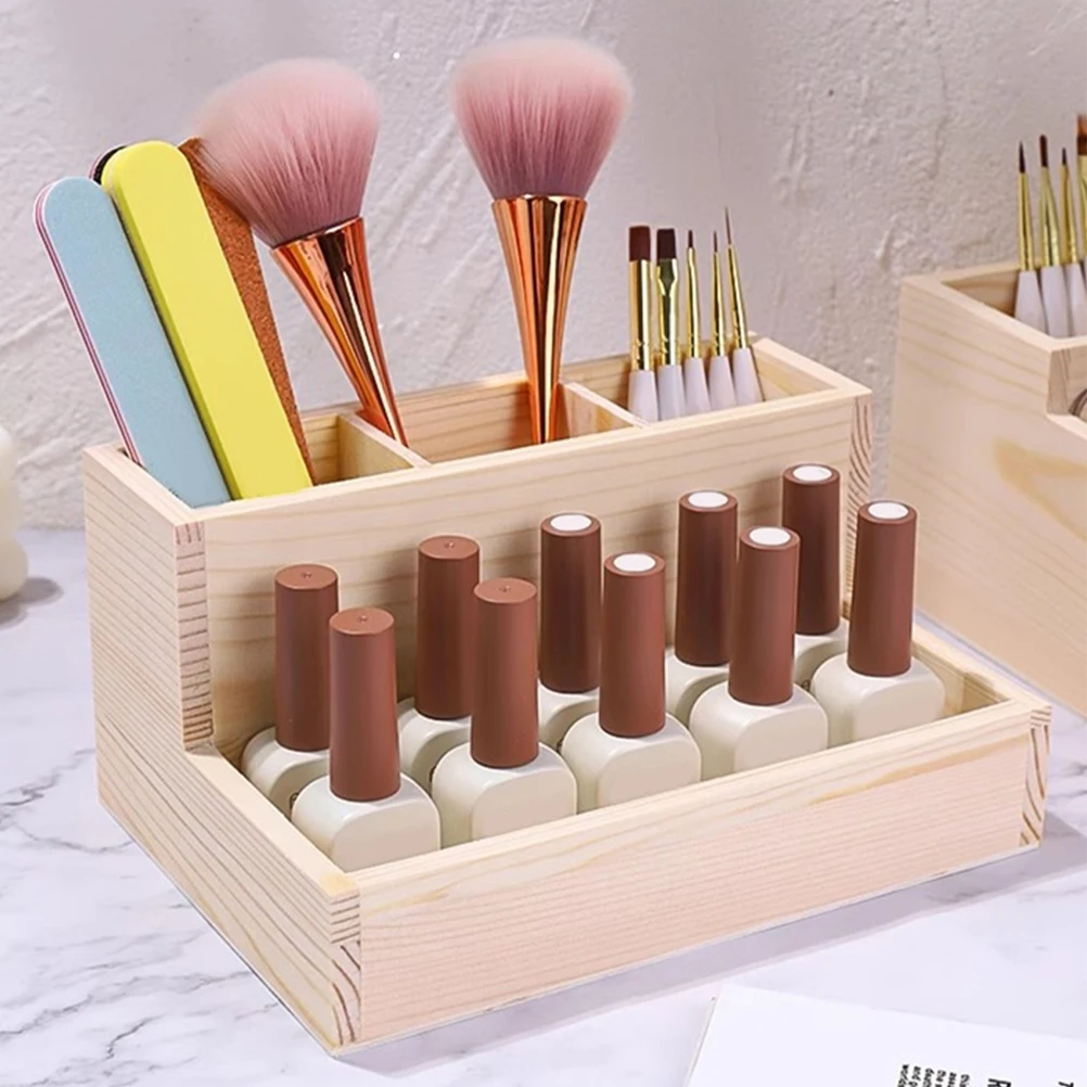 

Wooden Makeup Organizer Multi-Grid Desktop Storage Box Compact Lightweight Storage Container for Makeup Cosmetics