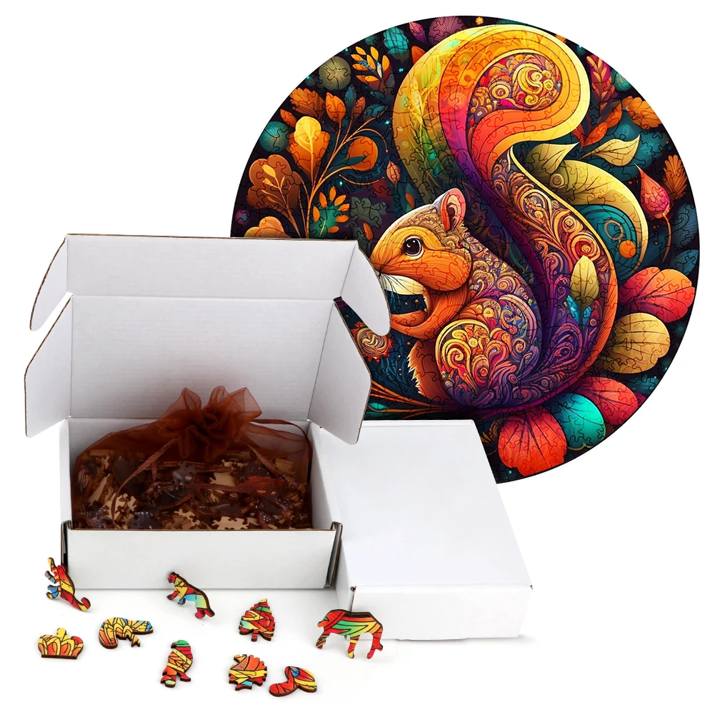 Mysteriöse niedliche Tiere Holz puzzle für Erwachsene Holzhandwerk bunte und runde Form Tier puzzle Holz Bastel spielzeug für Kinder