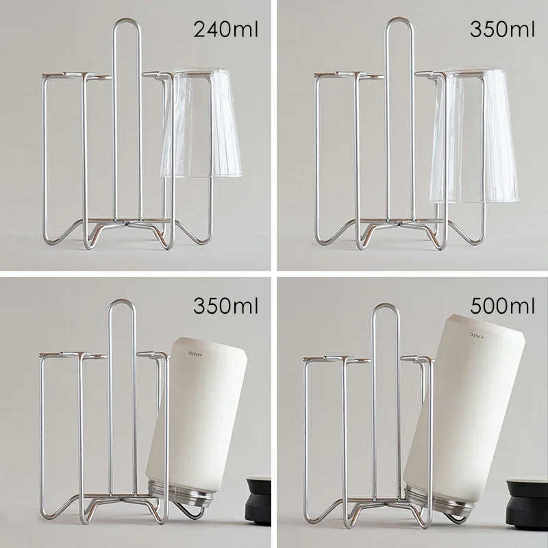 SHIMOYAMA Kitchen Glass Cup Holder Water Draining Mug Rack  Stainless Steel  6 Cups Bottle Drying Stand Home Storage Supply