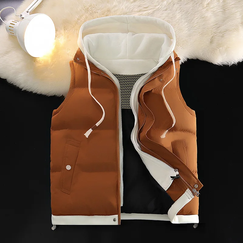 Down Cotton Vest Male Autumn Winter Middle School Students Loose Brand Fashion Trend Thickened Waistcoat Cotton-padded Jacket