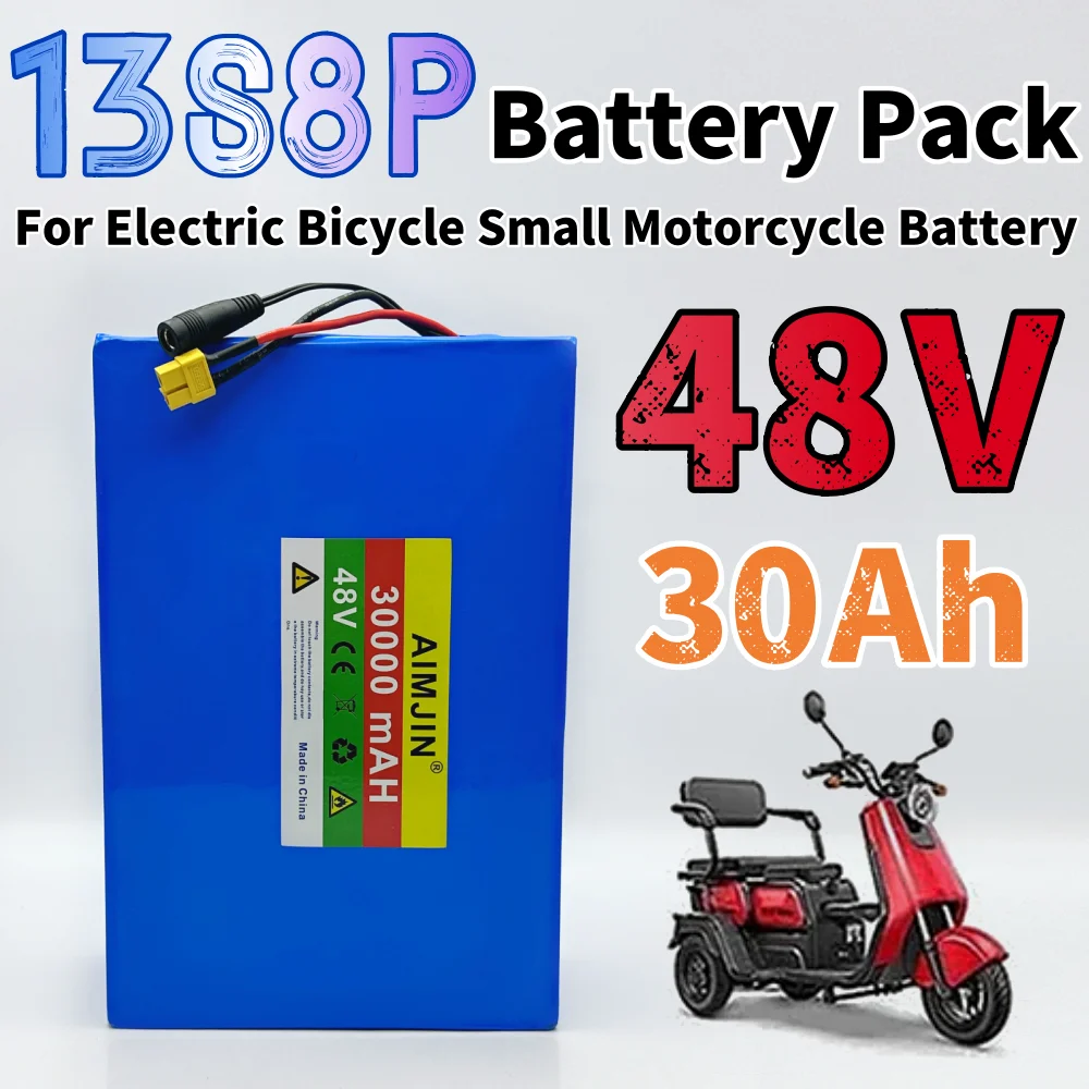 18650 13S8P Lithium Battery Pack 48V 30000mAh 2000W Battery Built-in BMS Suitable for Electric Bicycles Scooters Small Motorcycl