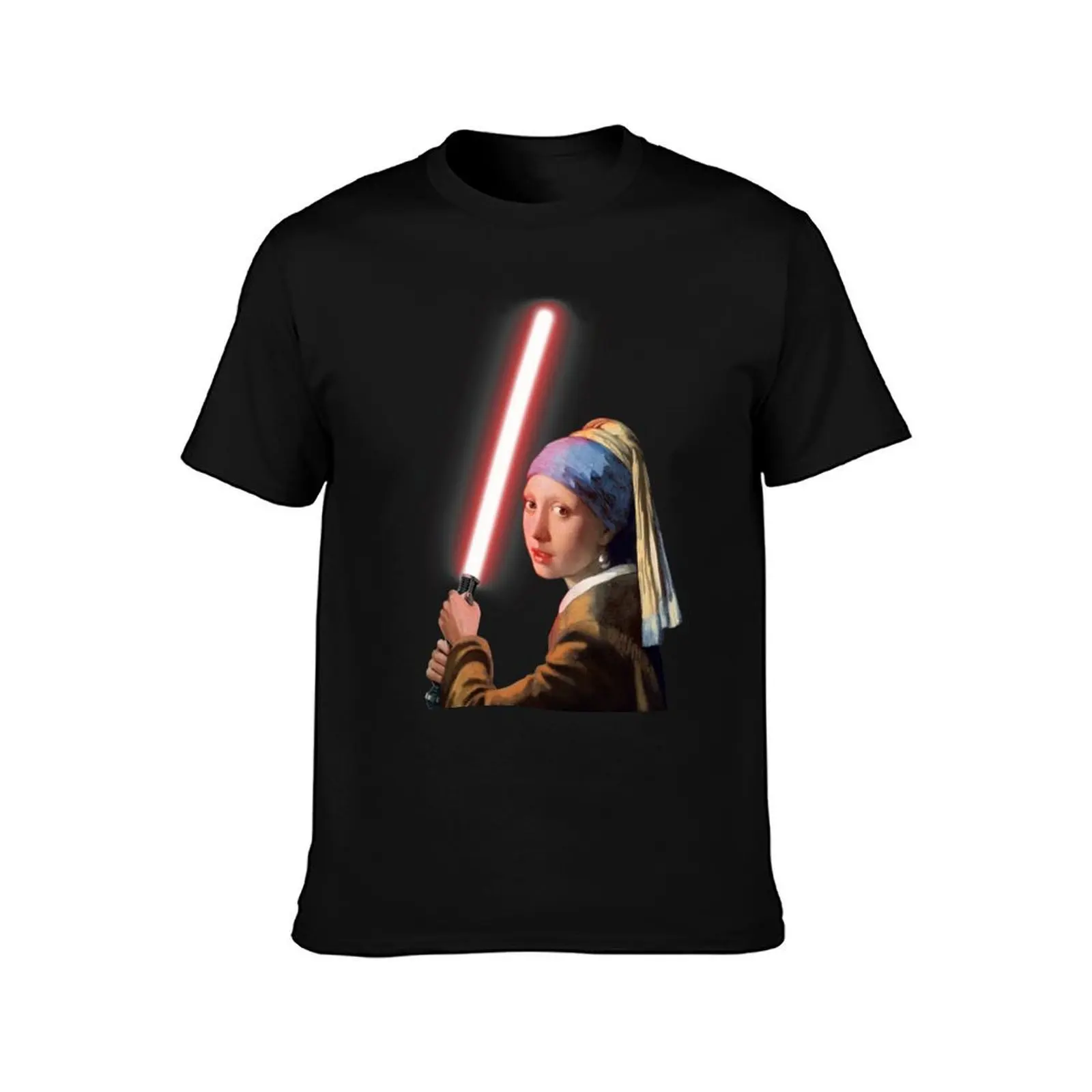 The Girl with the Lightsaber T-Shirt, Summer Casual Cotton Tee, Oversized Streetwear Tops, Vintage Graphic Print, 100% Cotton