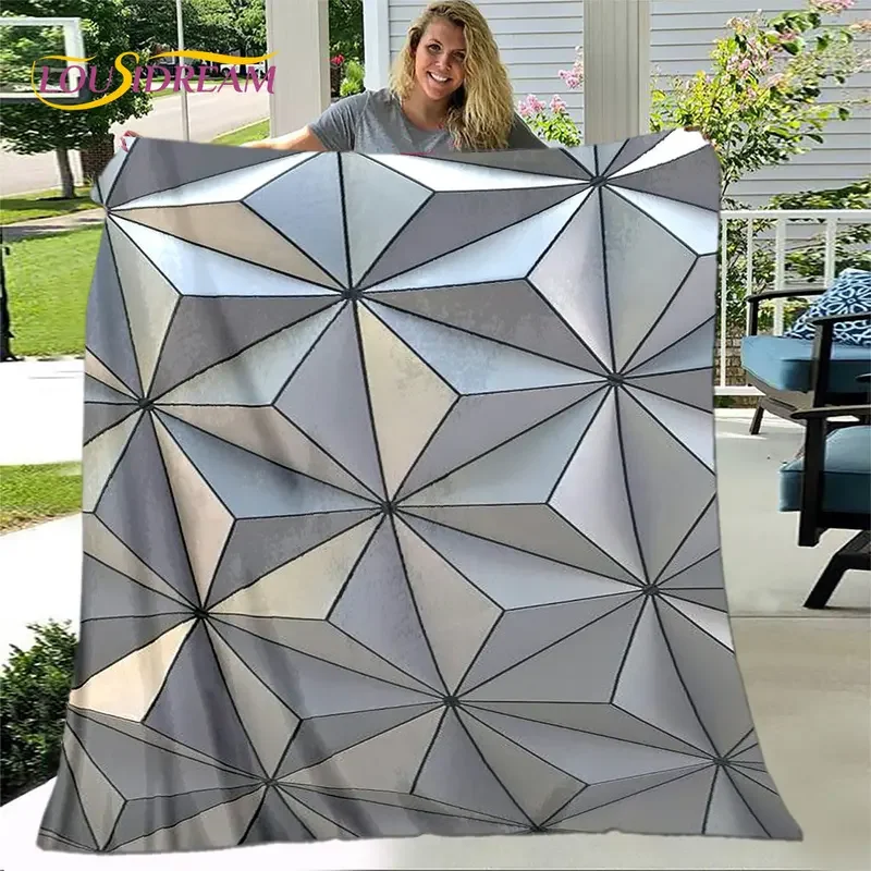 3D abstract geometric visual illusion blanket, flannel blanket throw blanket, warm blanket for living room bed sofa gift