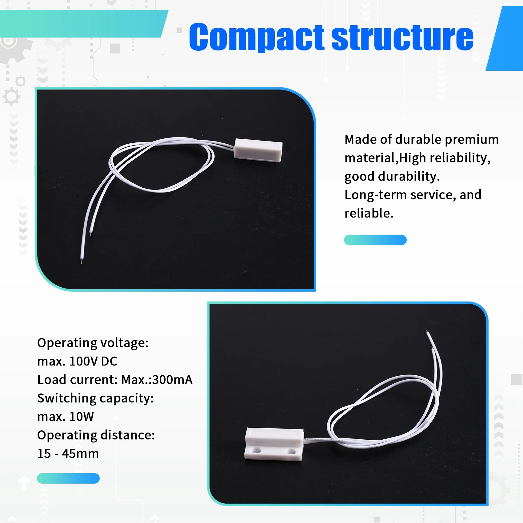 

[LXYA68Z!] Wired Door Window Sensor Magnetic Switch 10Pairs MC-38A Normally Open(NO Type) For Home Alarm System For Gsm Pstn Ala
