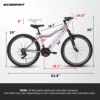 Ecarpat-スチールフレーム付きの女性用マウンテンバイク,女性用自転車,vブレーキ,ホイール,21スピード,15インチ,トレイルが運転中,都市,24インチ 6