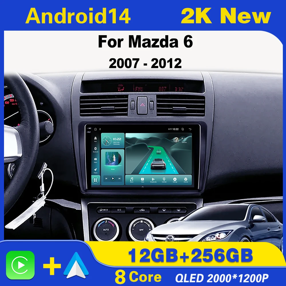 

Android 14 For Mazda 6 Ⅱ GH 2007 - 2012 Carplay Autoradio Stereo Head Unit Navigation GPS Multimedia Player 5G Wifi IPS LED
