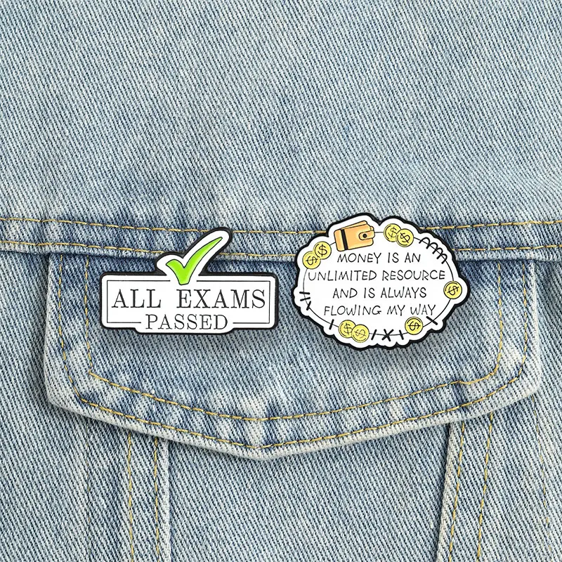 Manifestation Badge Law of Vibration Enamel Pins All Exams Passed Brooch Wealth Affirmation Accessories Gift For Students
