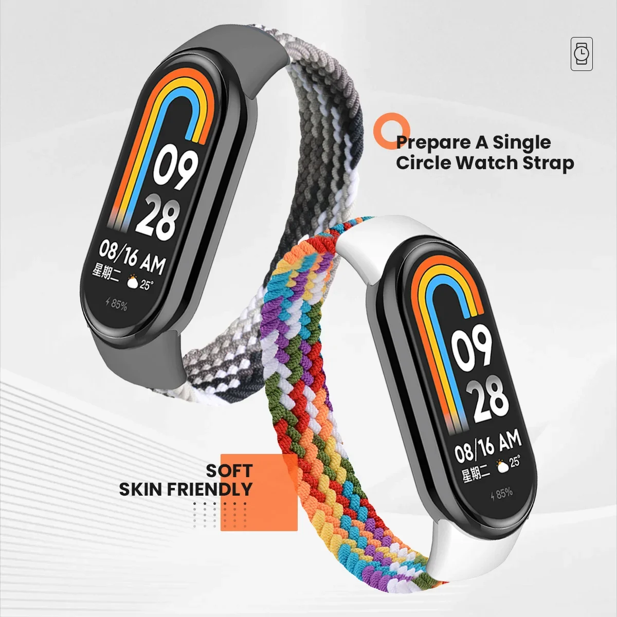 Braided Solo Loop for Xiaomi Mi Band 8 Strap Replacement accessories Elastic Nylon Watchbands correa bracelet for Miband 8 NFC image 3