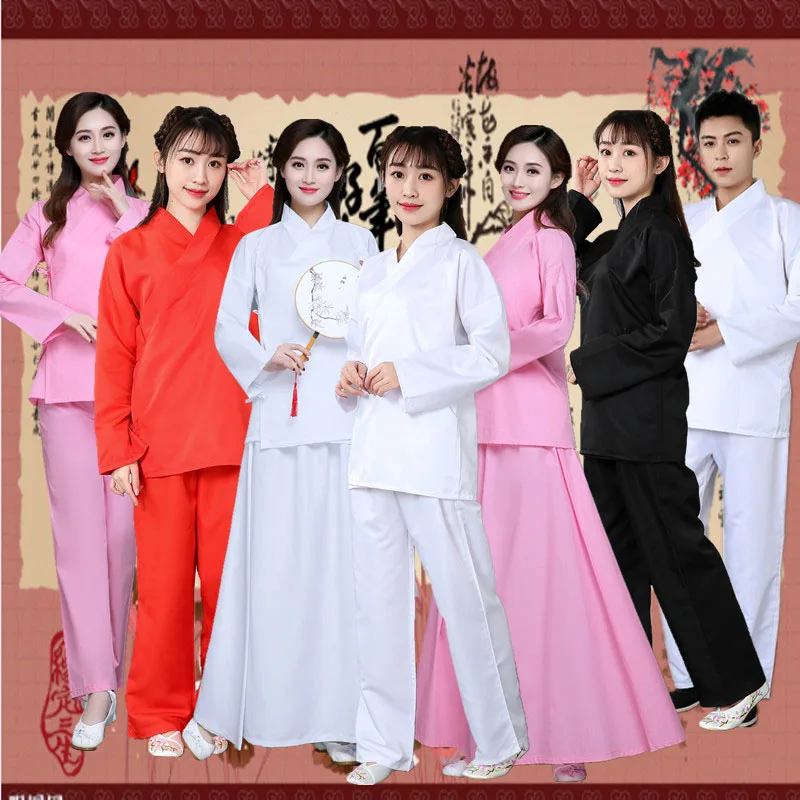 Unisex Cotton Wuxia Costume for Men and Women,Ancient Underwear, Woman Pajamas Suits, Han Tang Dynasty Bedclothes, White Black