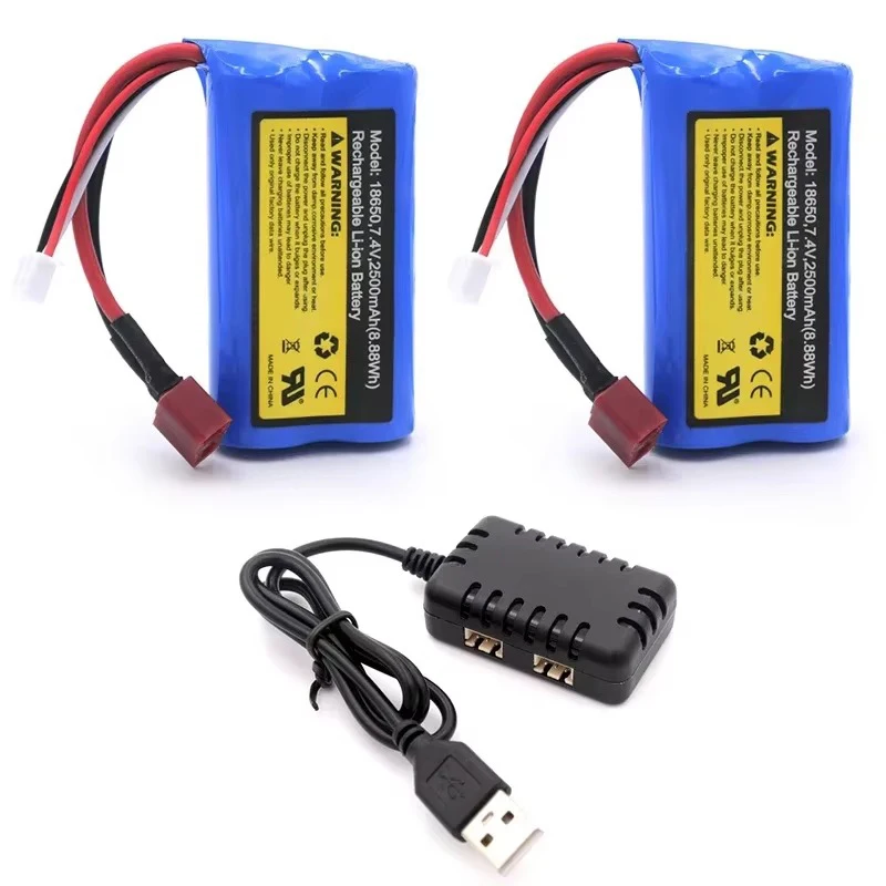 7,4 V 2500 mAh T-Buchse mit großer Kapazität, Lithium-Batterie-Teile F 16101 16102 16103 16104 16106 16201 Q130 SG116 RC-LKW-Ersatzteile