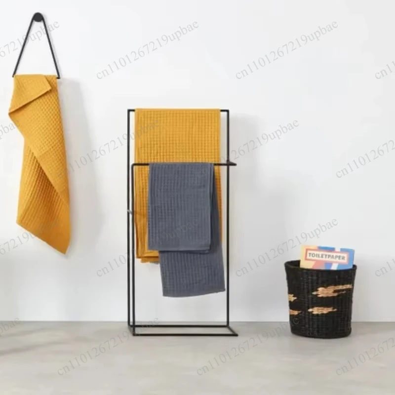 Nordic Minimalist Towel Rack, Freestanding Bathroom Storage Shelf, Multifunctional No Drill Towel Holder for Bathroom Organizing