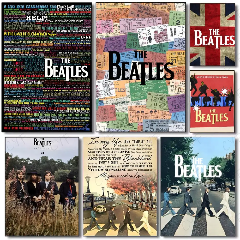 Band Rock The Beatles Poster Painting Wall Art Mural for Living Room Home Decor and Gifts