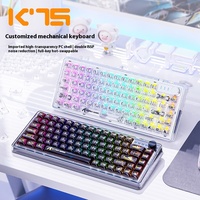 Attack Shark K75 Transparent Mechanical Keyboard Customized Wired Rgb Hot Plug Game Esports Office Waterproof Keyboard