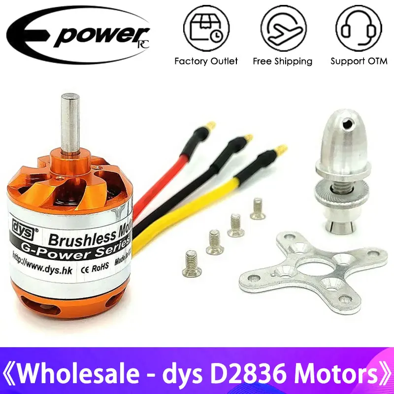 

DYS Brushless Motor D2836 750KV 880KV 1120KV 1500KV 2-4S Is Suitable For Helicopter Fixed-Wing Aircraft RC Airplanes Parts