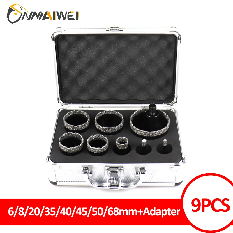

9pcs 6-68mm M14 Vacuum Brazed Diamond Drilling Core Bits Ceramic Tile Hole Saw Granite Marble Drill Bits with M14 Thread