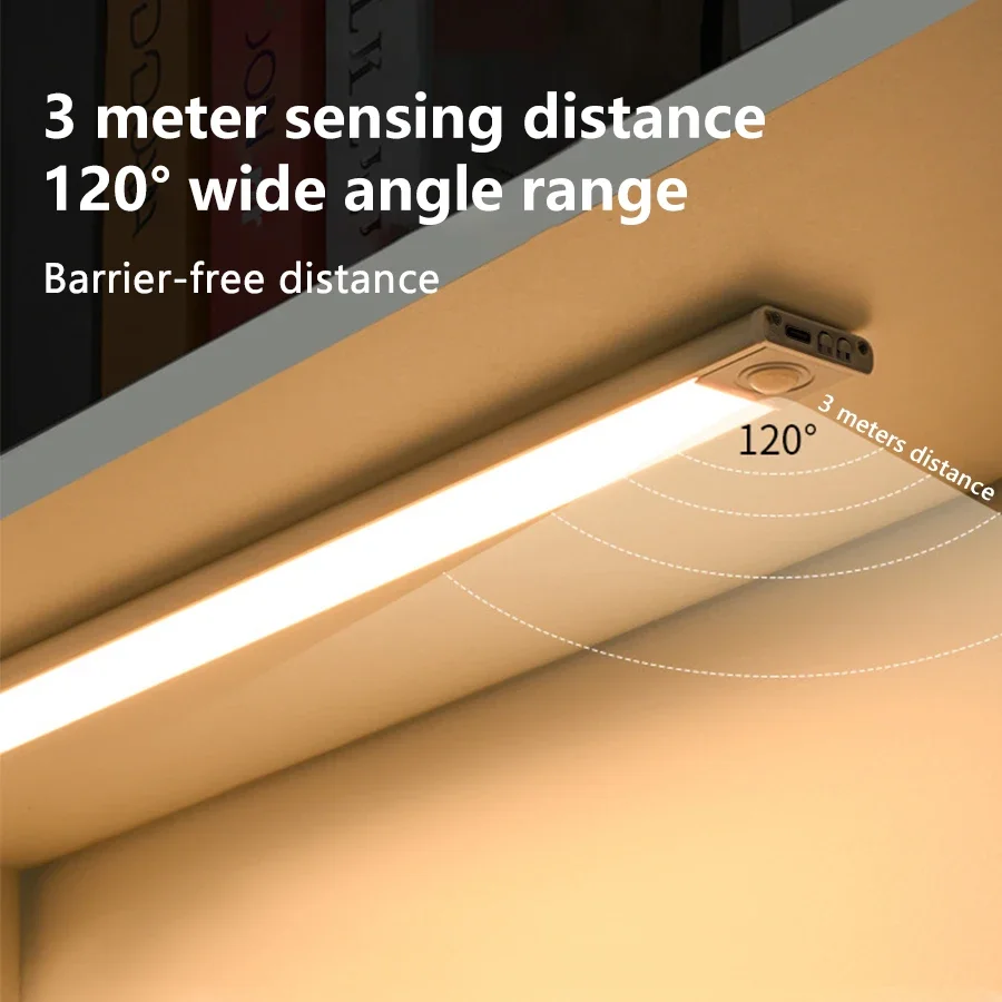 LED Motion Sensor Light Wireless Night Light Rechargeable Cabinet Lights For Kitchen Cabinet Bedroom Wardrobe Indoor Lighting