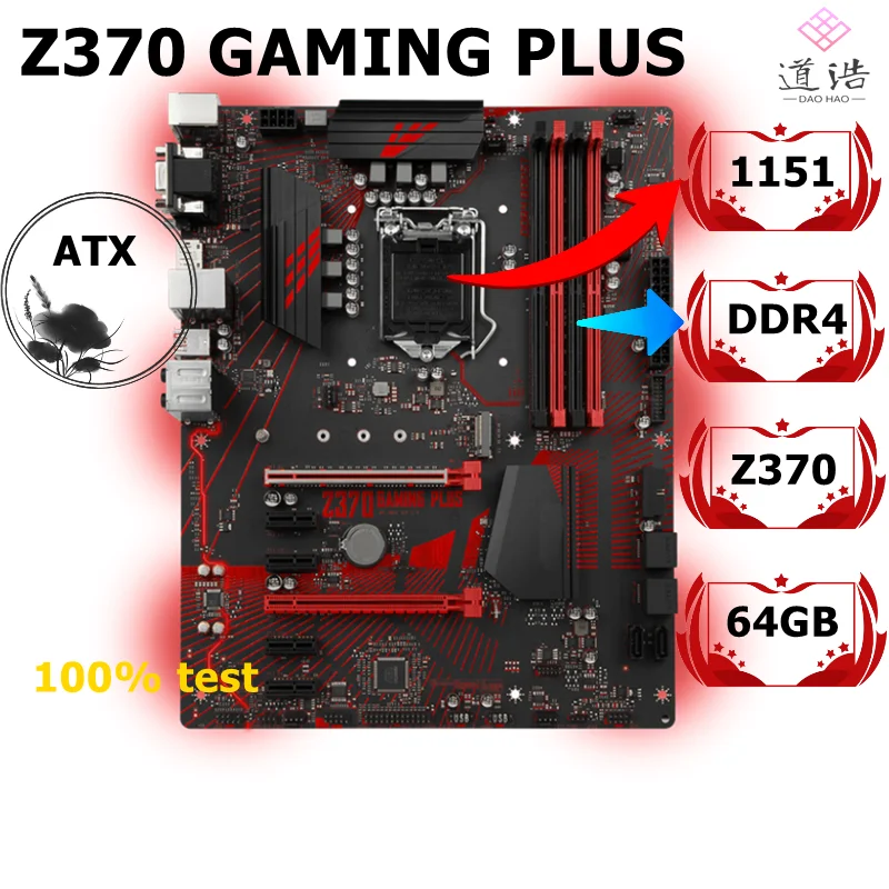 

For Z370 GAMING PLUS Motherboard 64GB M.2 SATA III LGA 1151 DDR4 ATX Z370 Mainboard 100% Tested Fully Work